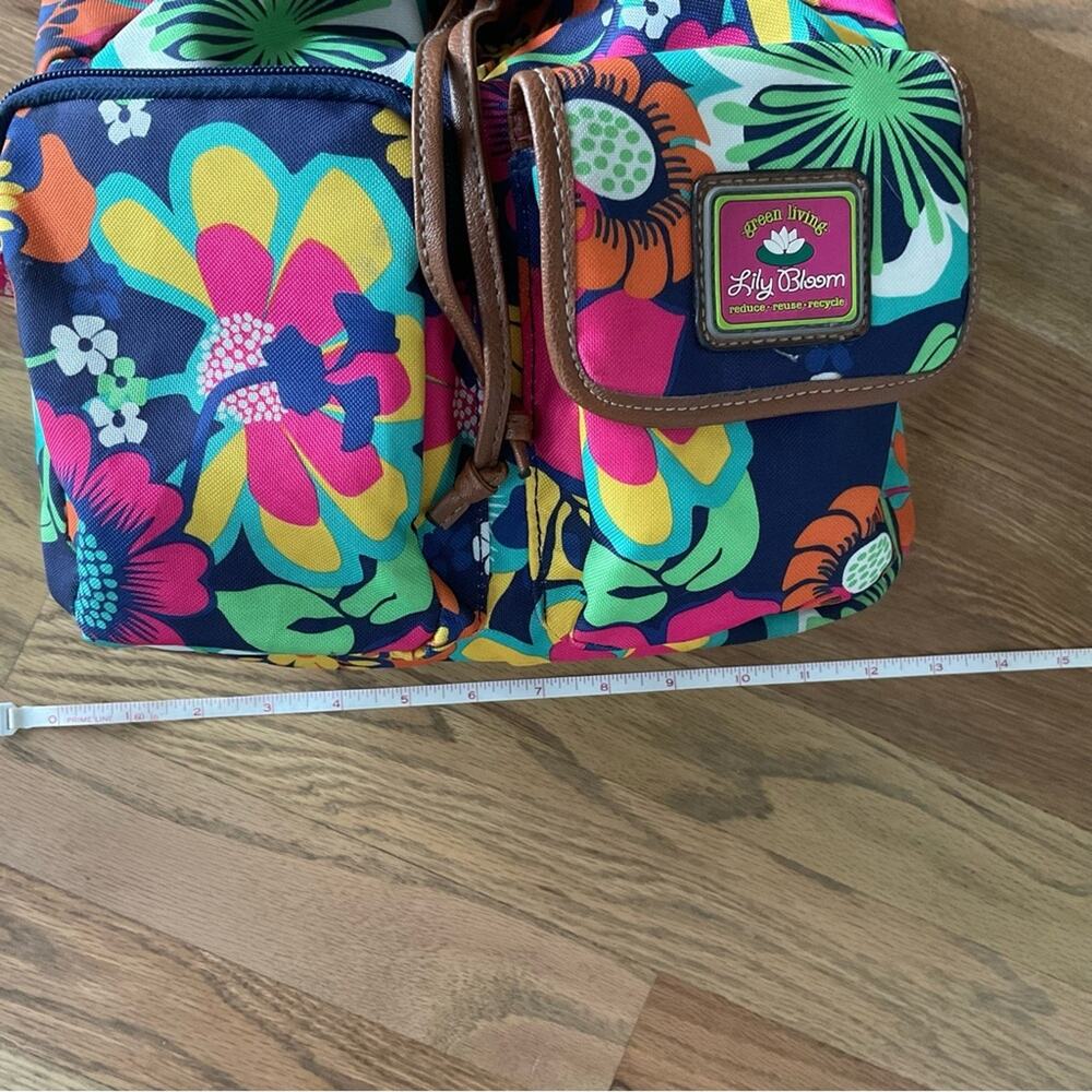 Lily Bloom Vibrant Flower Backpack Eco Friendly Drawstring Travel School Bag - Picture 6 of 12